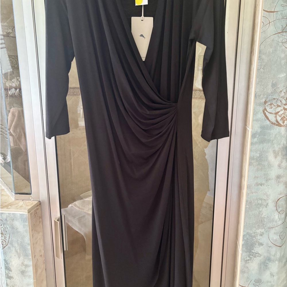 Tommy Bahama Black Ruched Sheath Dress
